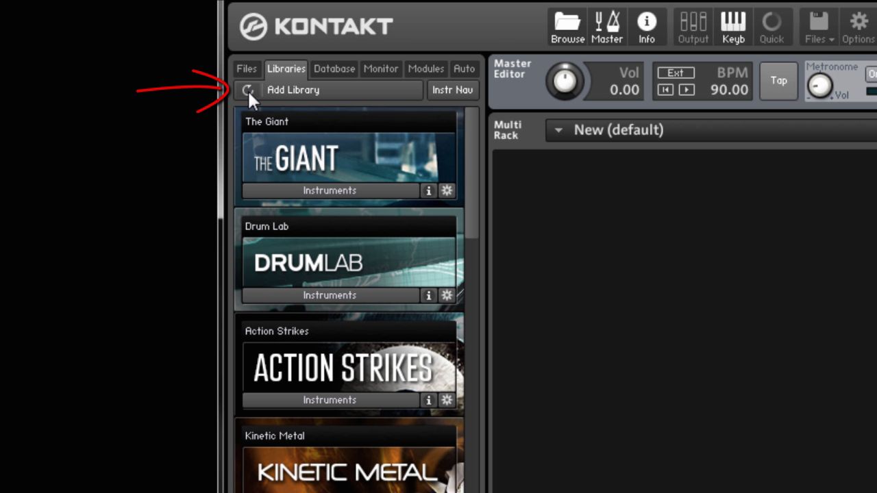 how to add library to kontakt 6