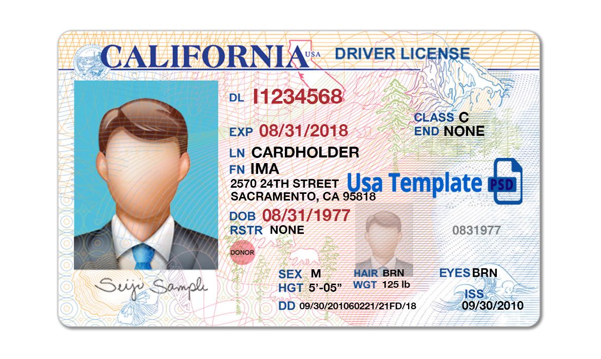 California driver license font